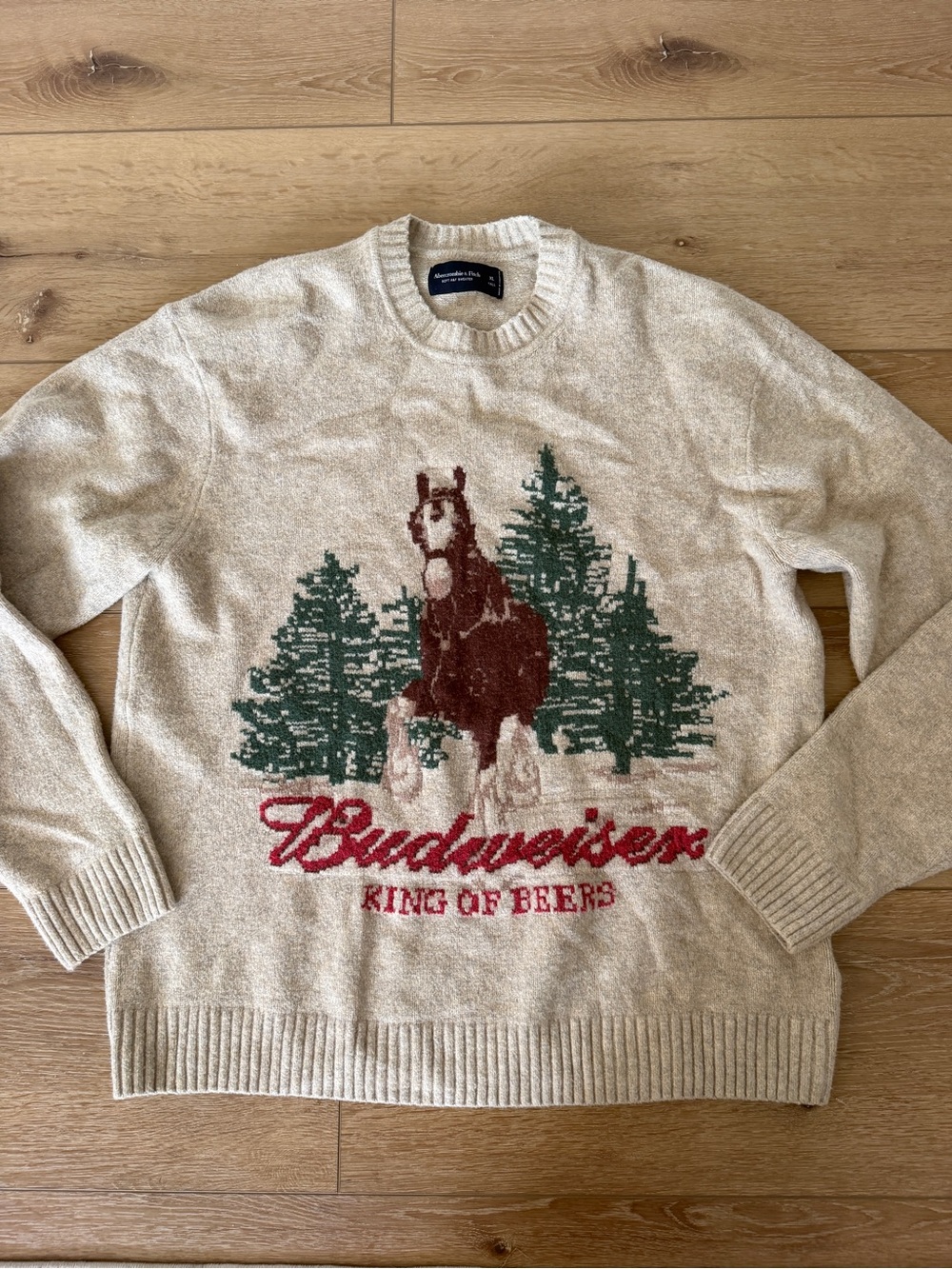 Abercrombie & Fitch Men’s XL Tall Pullover Sweater Crewneck Budweiser Horse